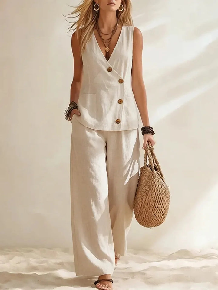 Astrid Button Vest Co-Ord Set