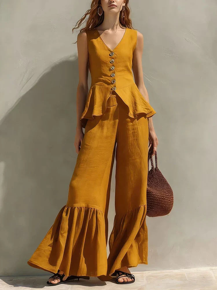 Antonella Ruffle Wide Leg Set