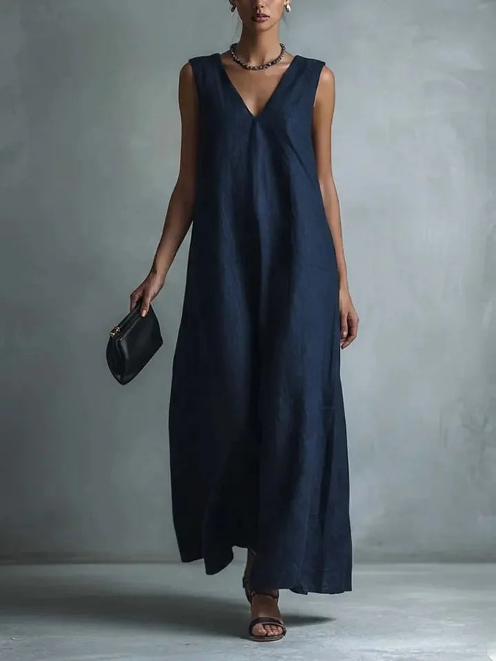 Evaria Breathable Cotton Linen Long Dress