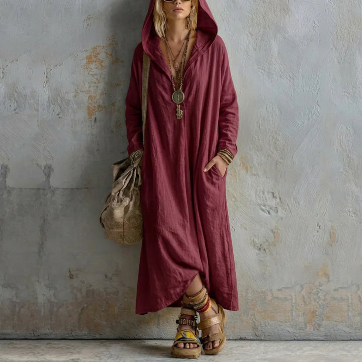 Mary Bohemian Hooded Maxi Dress