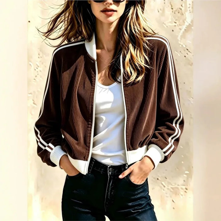 Yvette Ribbed Bomber Jacket