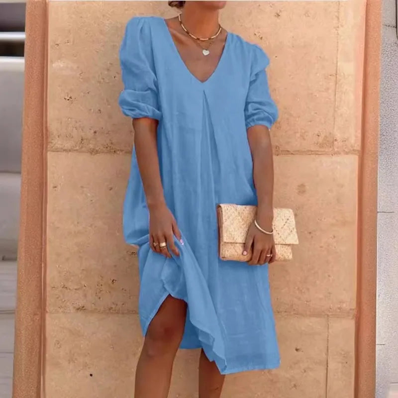 Zelda Puff Sleeve Midi Dress