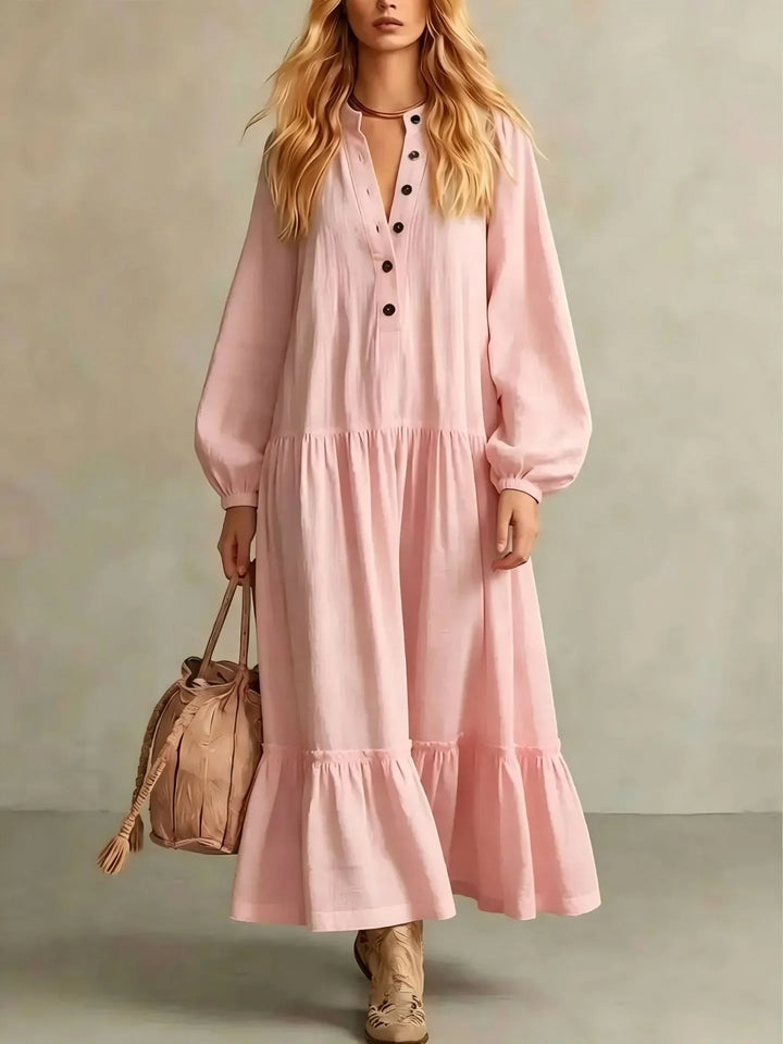 Mia Button Front Tiered Maxi Dress