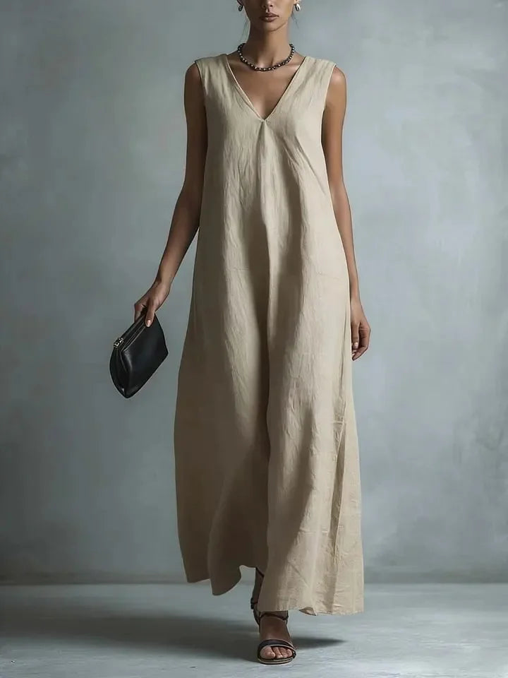 Evaria Breathable Cotton Linen Long Dress
