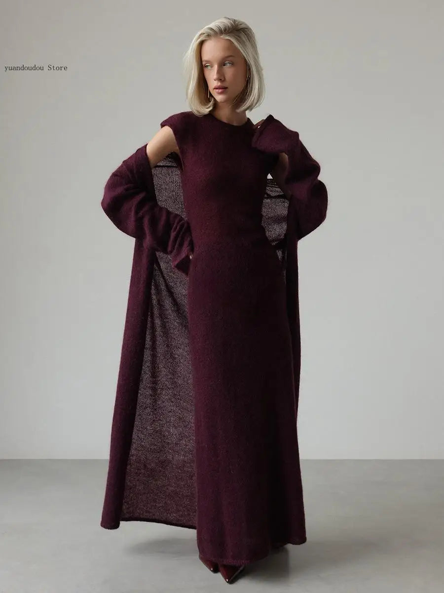Amandine Ribbed Knit Sweater Dress Set