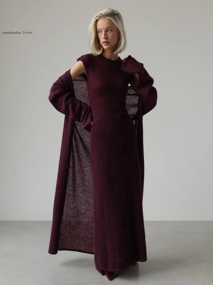 Amandine Ribbed Knit Sweater Dress Set