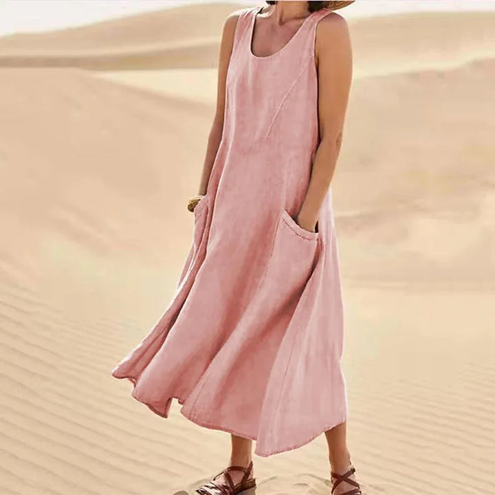 Camilia Breathable Linen Maxi Dress