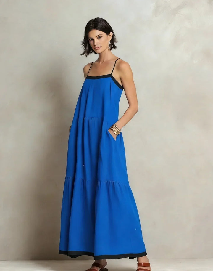 Oriana Bohemian Spaghetti Strap Linen Maxi Dress
