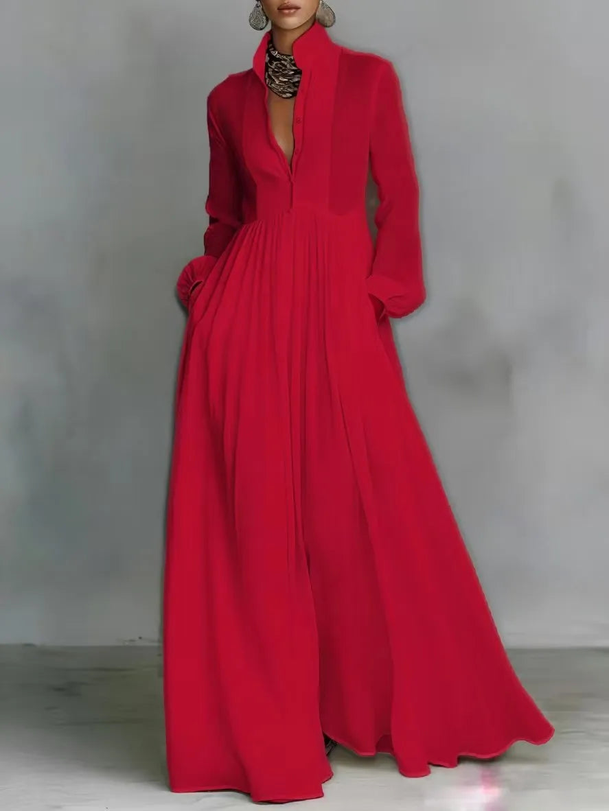Delphina Flowing Pleated Maxi Dress