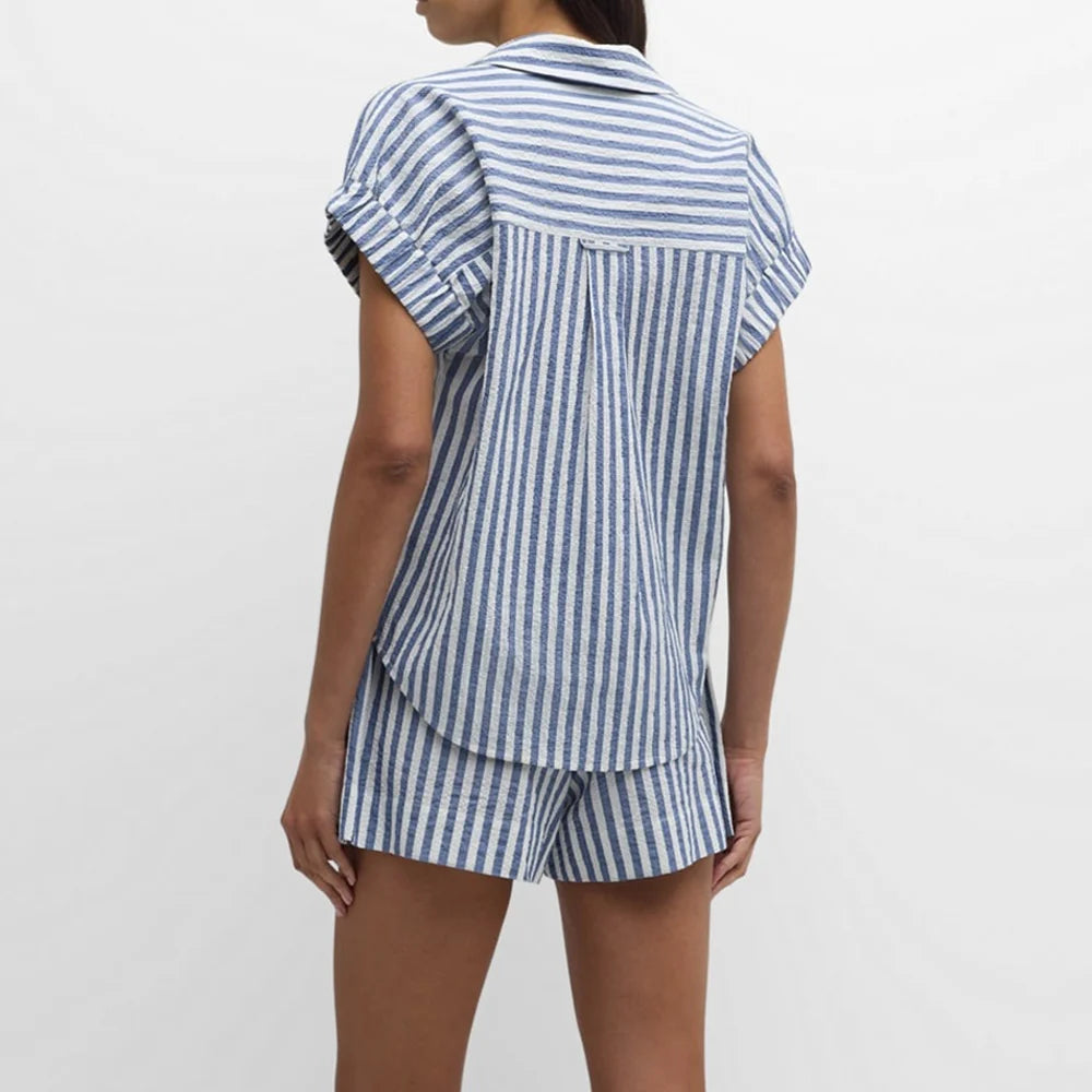 Alba Striped Cotton Lounge Set