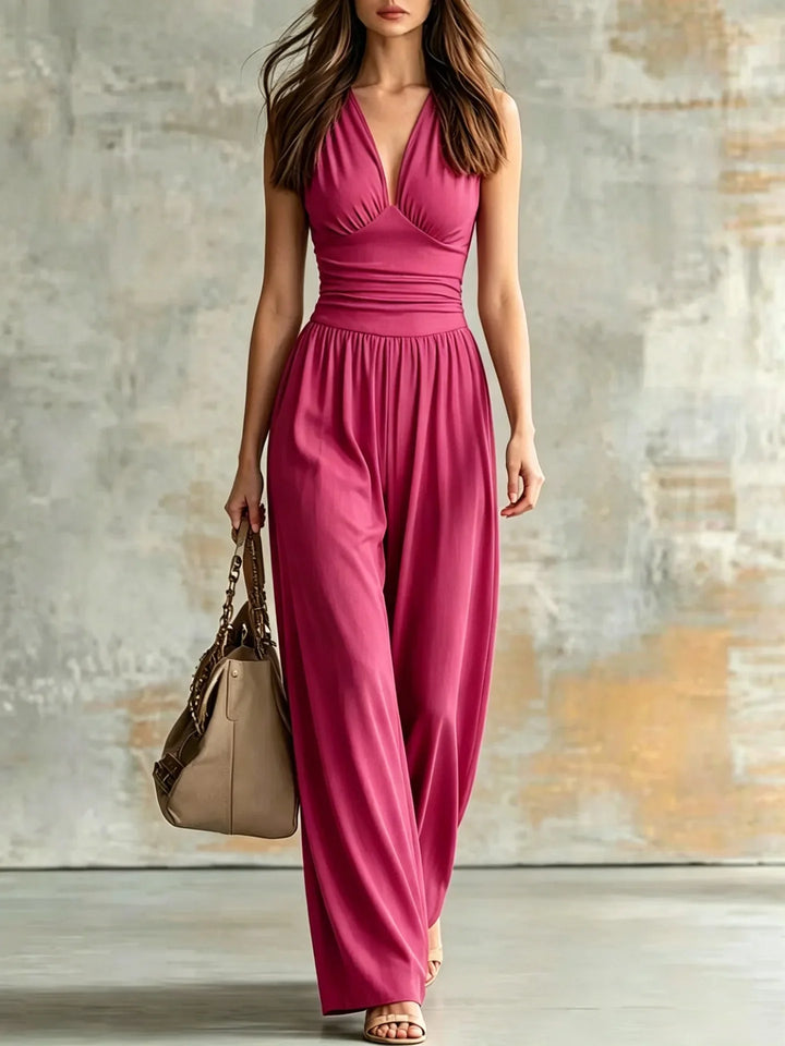 Kendra Figure Flattering V Neck Jumpsuit