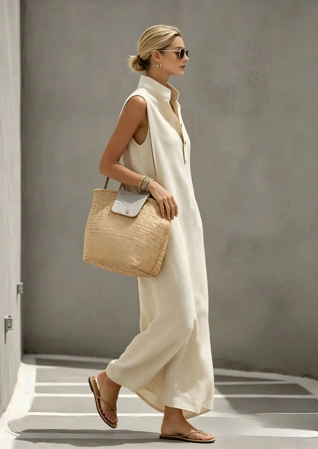 Aviana Elegant Chic Linen Maxi Dress