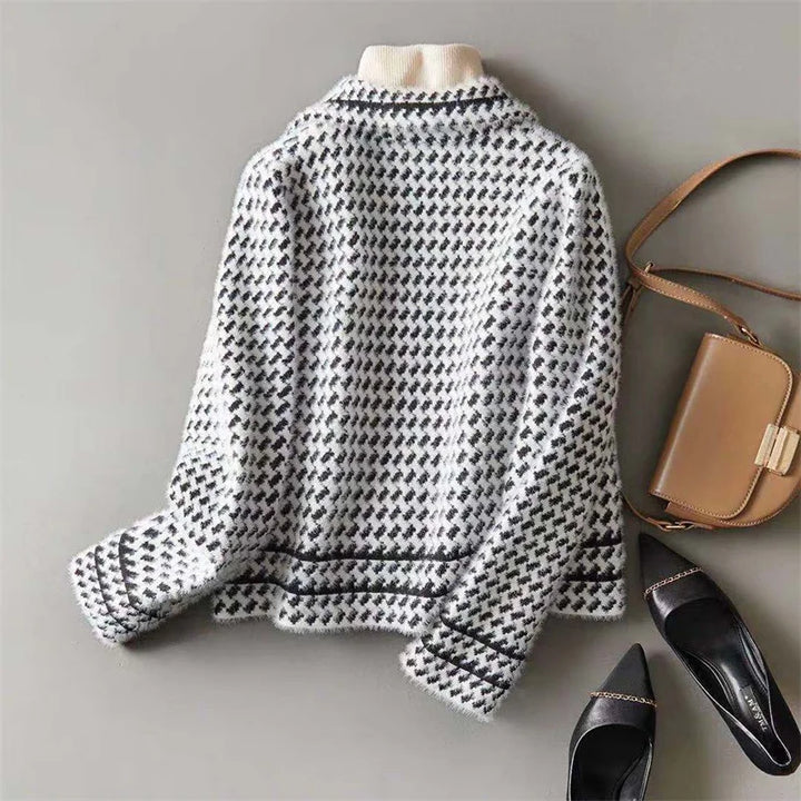 Marigold Houndstooth Knit Jacket
