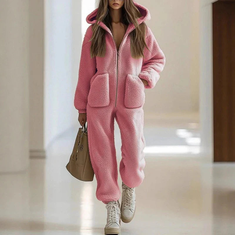 Melisande Zip Front Sherpa Jumpsuit