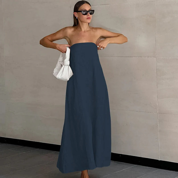 Delphine Off Shoulder Linen Maxi Dress