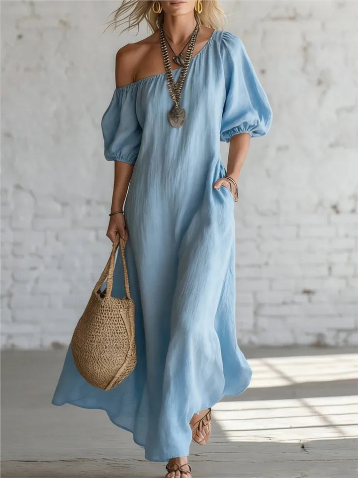 Dulcie One Shoulder Puff Sleeve Maxi Dress