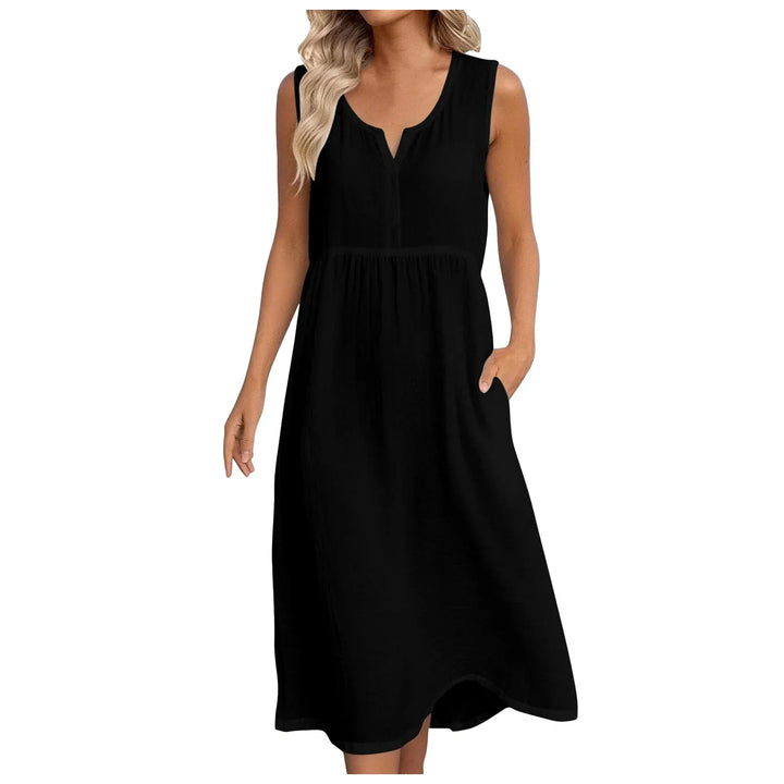 Scarlet Notch Neck  Midi Dress