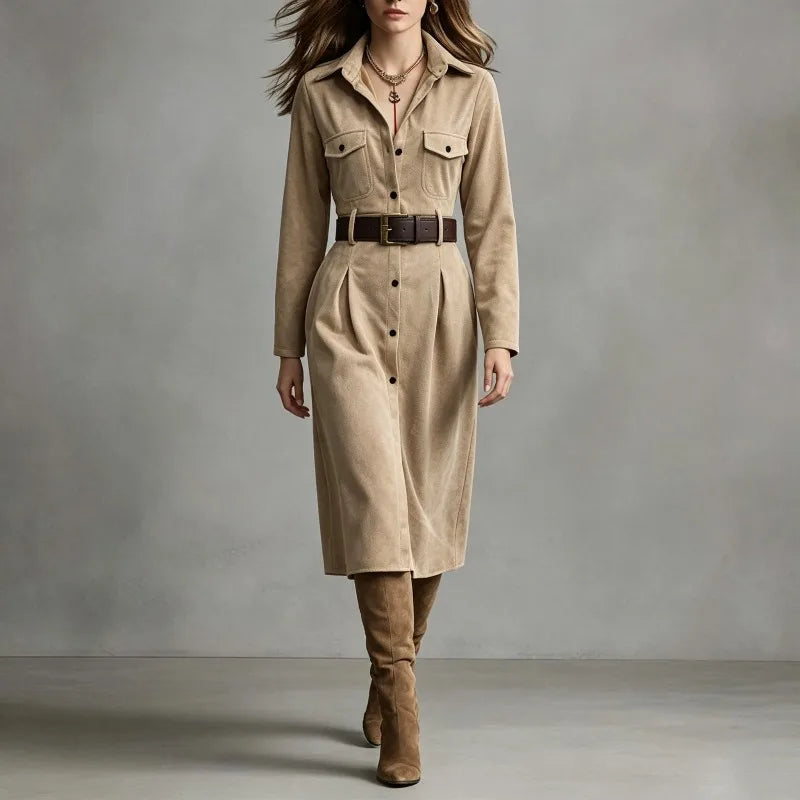 Corvina Faux Suede Shirt Dress