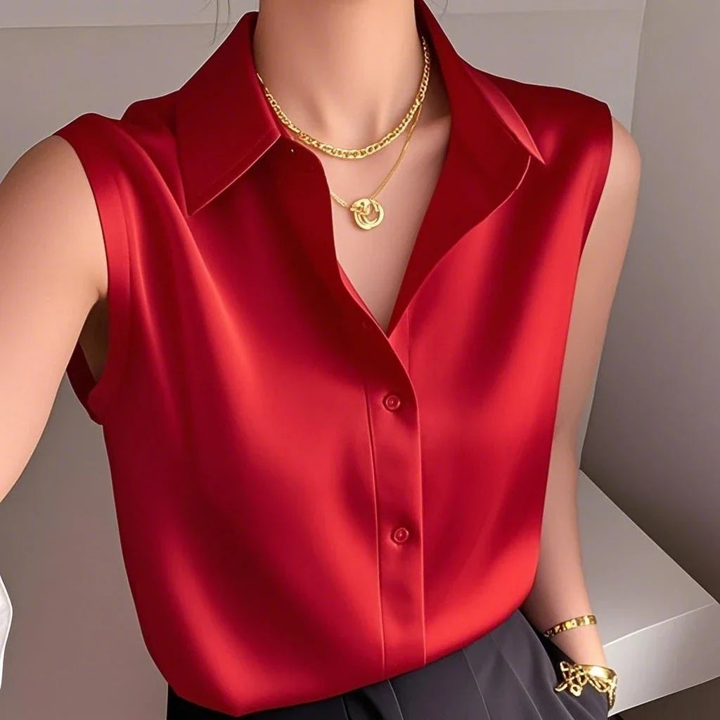 Alyssa Satin Sleeveless Blouse