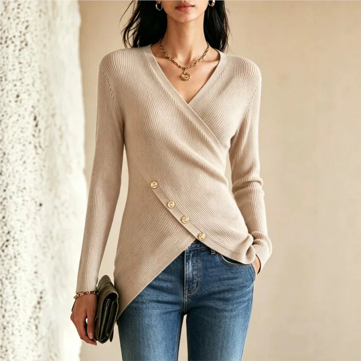 Amandine V Neck Ribbed Sweater