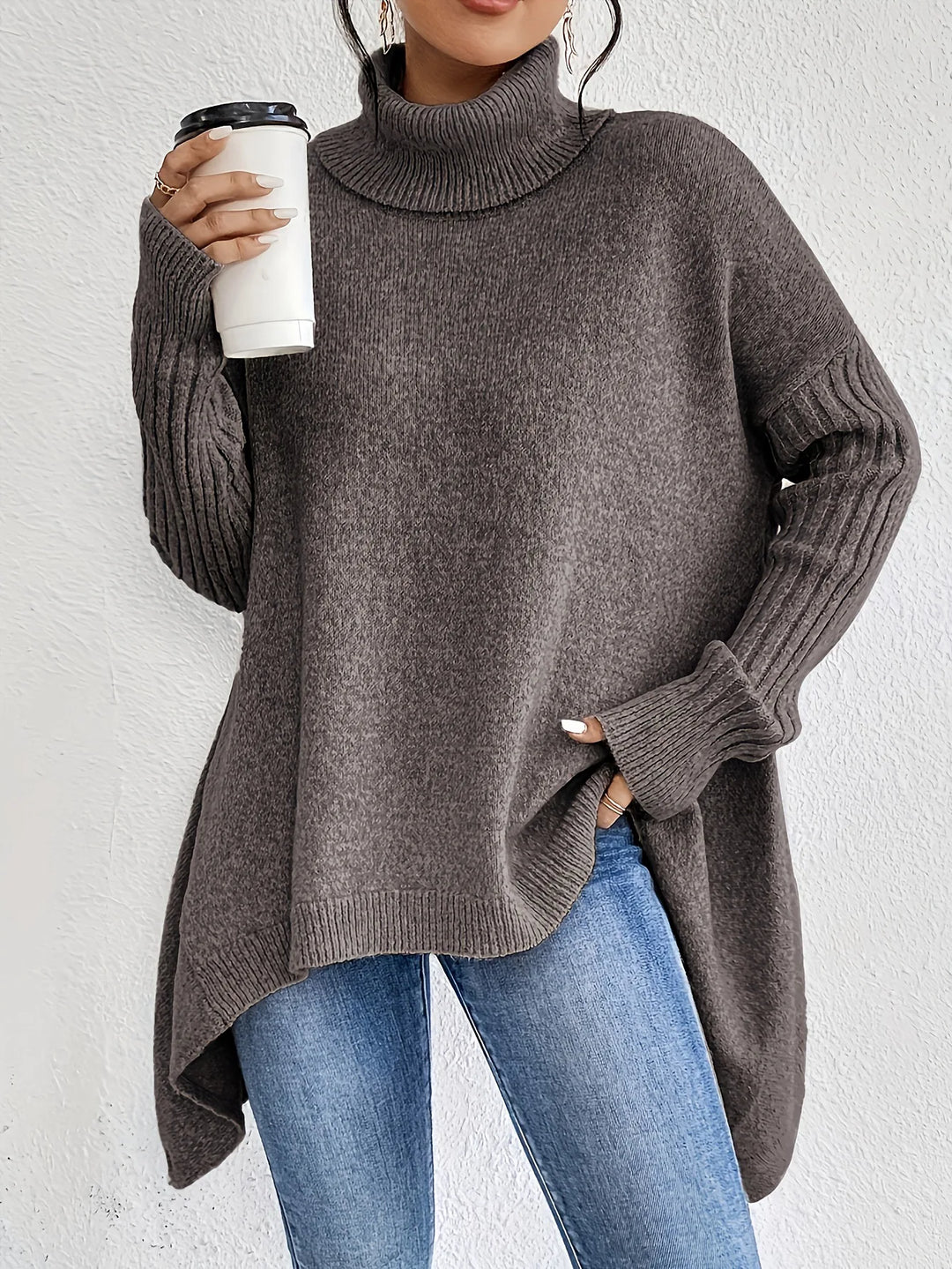 Wilhelmina Asymmetric Hem Sweater