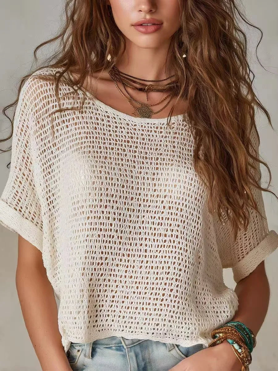 Avelise Breathable Short Sleeve Crochet Top