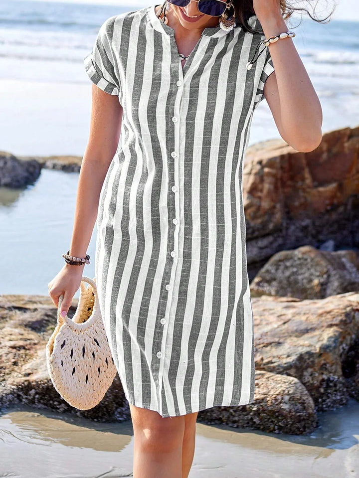Mireya Striped Mini Shirt Dress