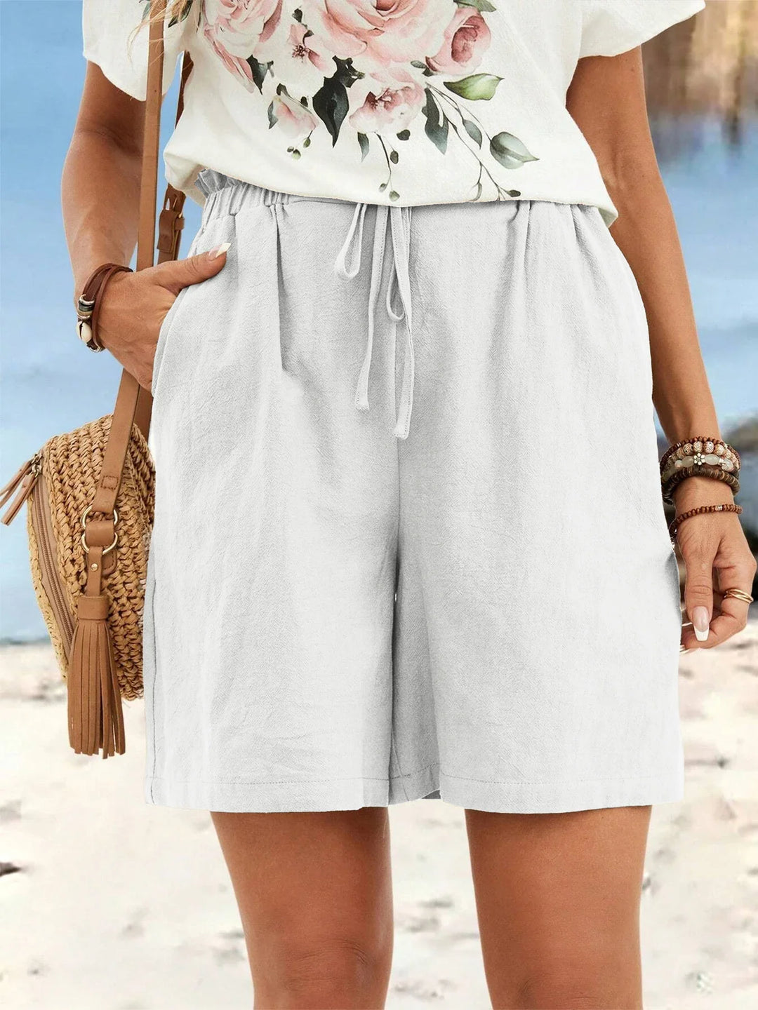 Aurelia Breathable Casual Linen Blend Shorts