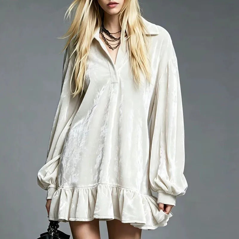 Anna Velvet Ruffle Mini Dress