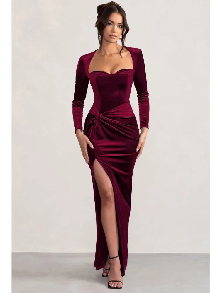 Vesper Twisted Waist Velvet Gown