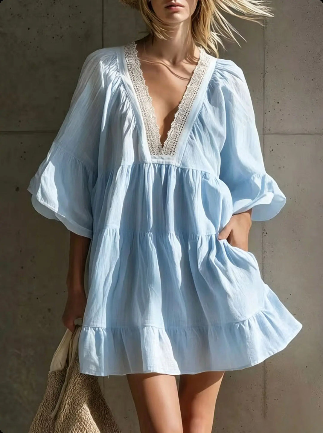 Kimberly Lace Trim Mini Dress