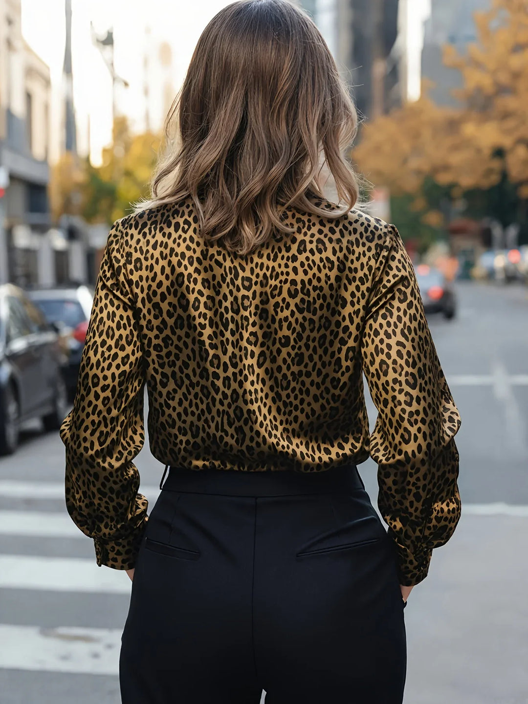 Delphine Leopard Button Front Blouse
