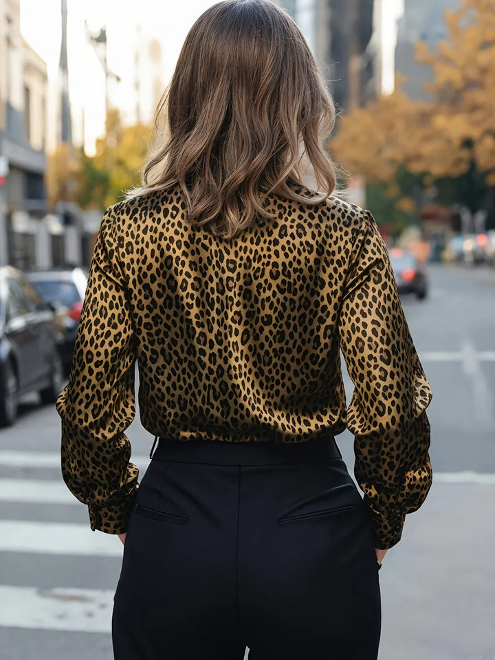 Delphine Leopard Button Front Blouse