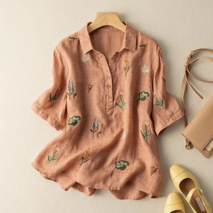 Brookie Embroidered Linen Blouse