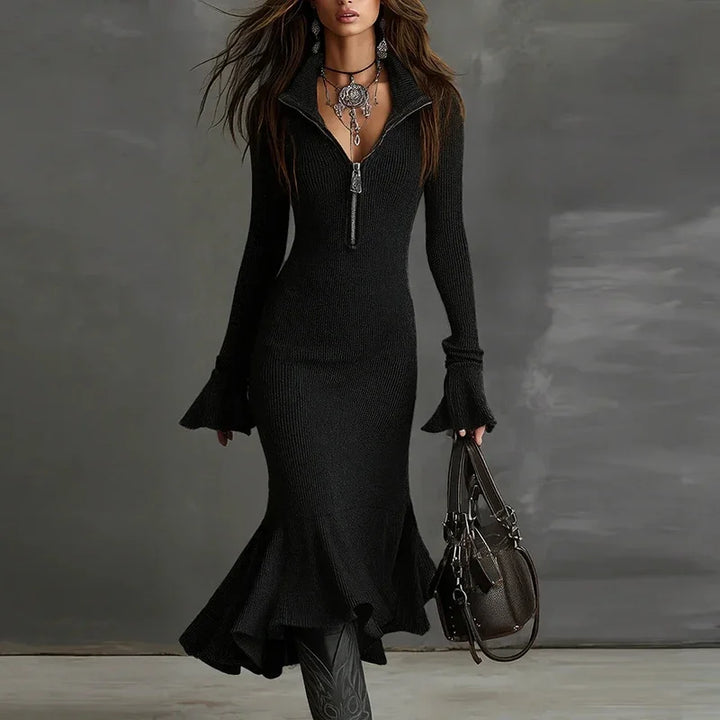 Shannon Ruffle Knit Midi Dress