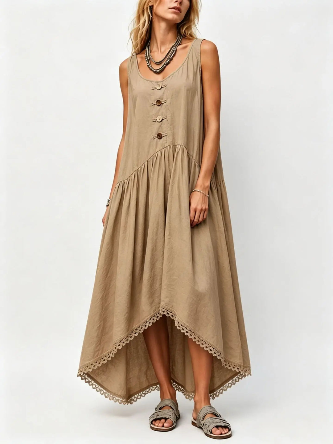 Tessa Flowy Asymmetrical Midi Dress