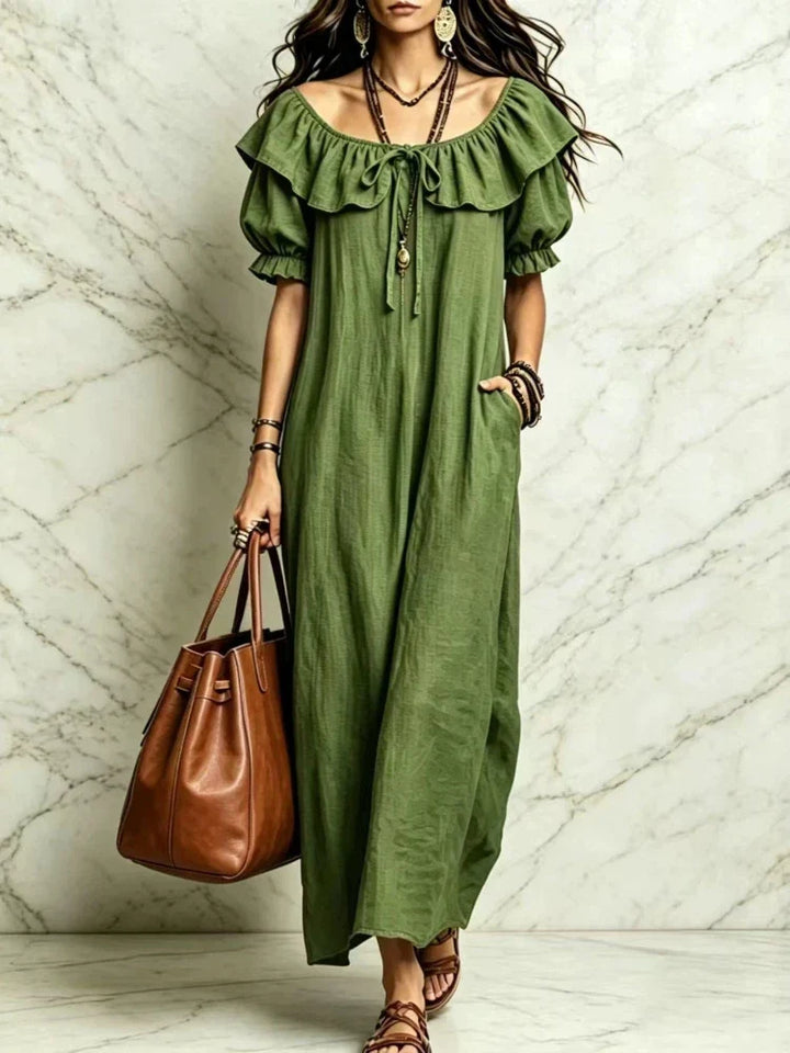 Cavenna Off Shoulder Boho Maxi Dress