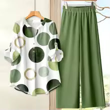 Freya Printed Loose Top Wide Leg Pants Set