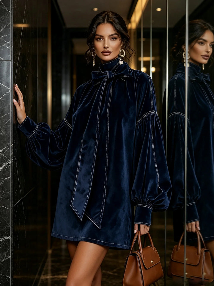Aurelie Bow Tie Mini Dress