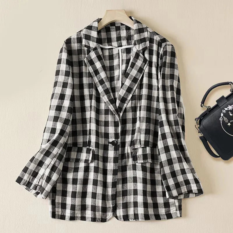Nayeli Elegant Plaid Blazer