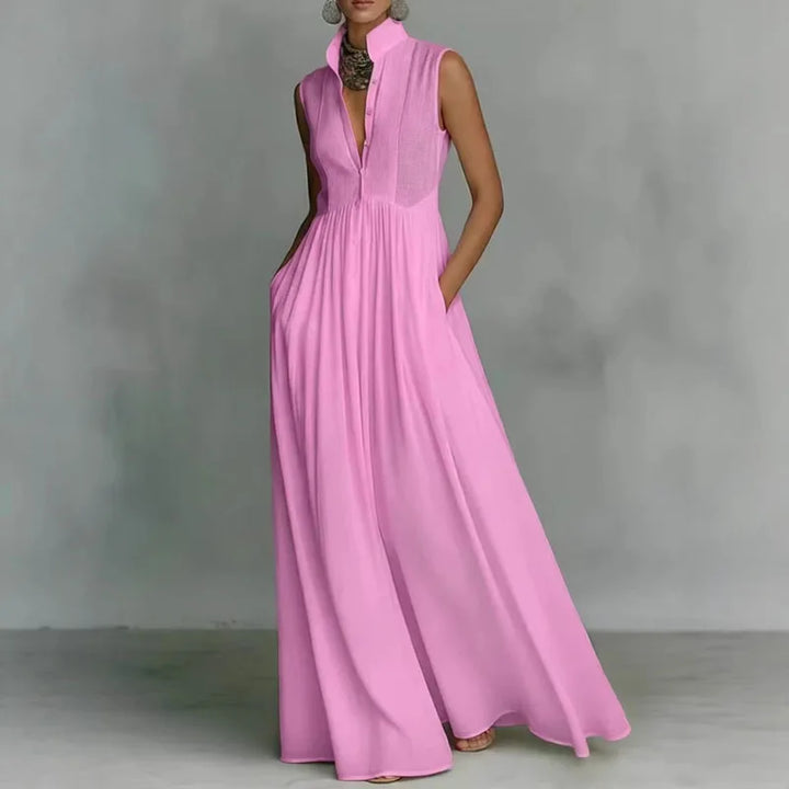 Shakira Sleeveless Ruched Maxi Dress
