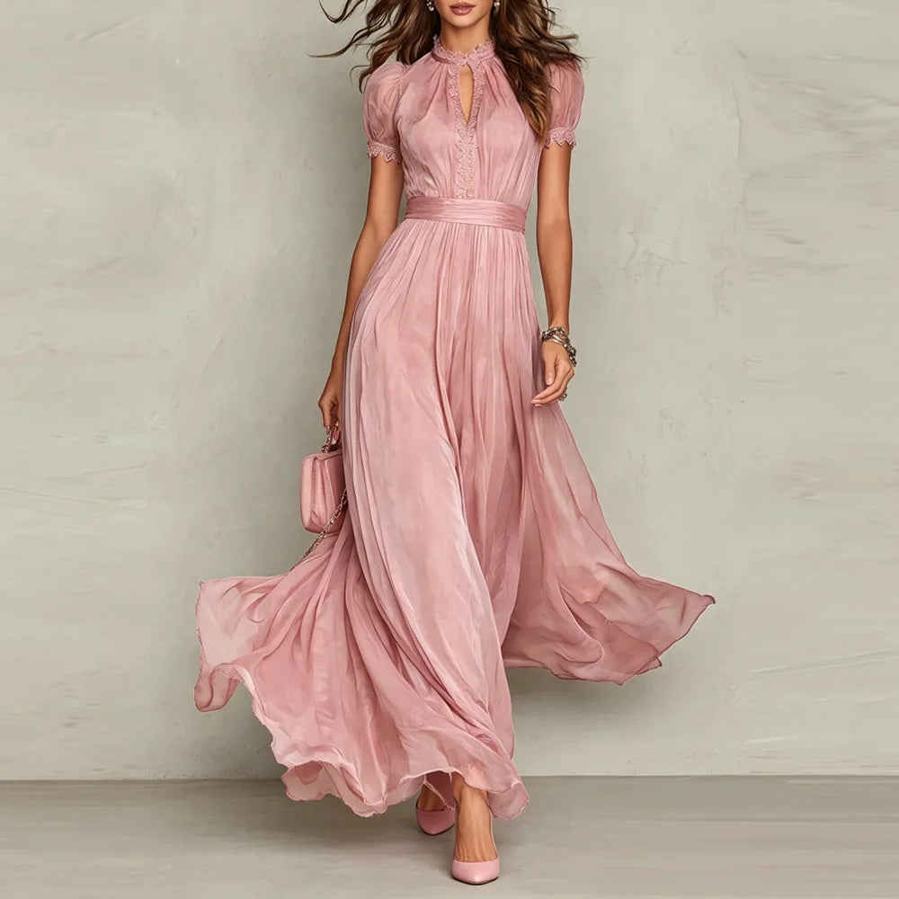 Ysella Ruffle Trim Wedding Guest Maxi Dress