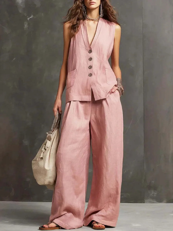 Hazel Breathable Linen Trouser Set