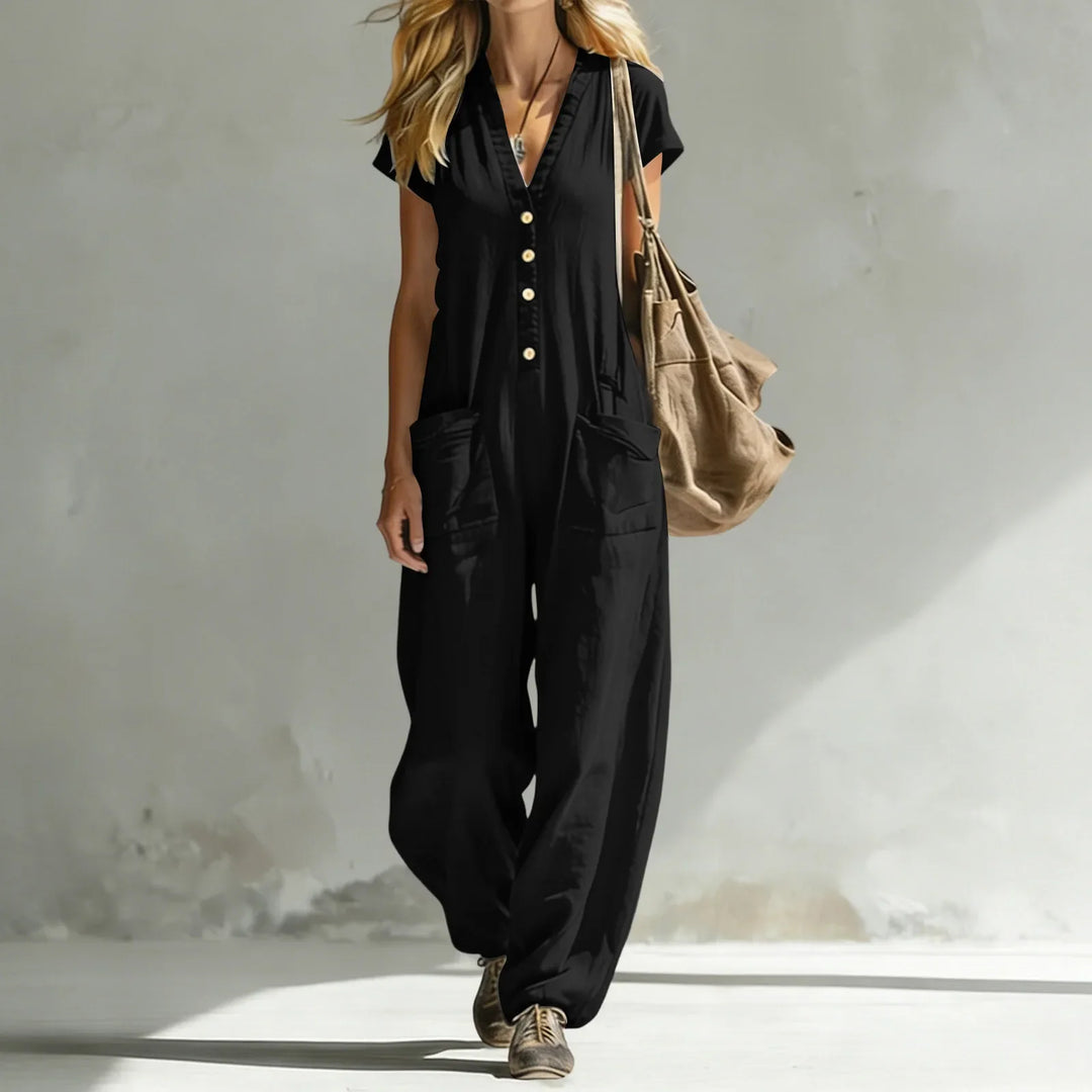 Emery V-Neck Wide Leg Jumpsuit