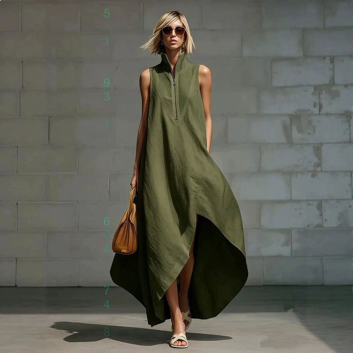 Verena Sleeveless Half Zip Long Dress