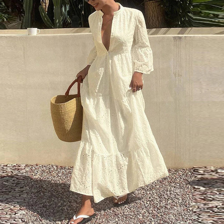 Tabitha Deep V Flared Sleeve Maxi Dress