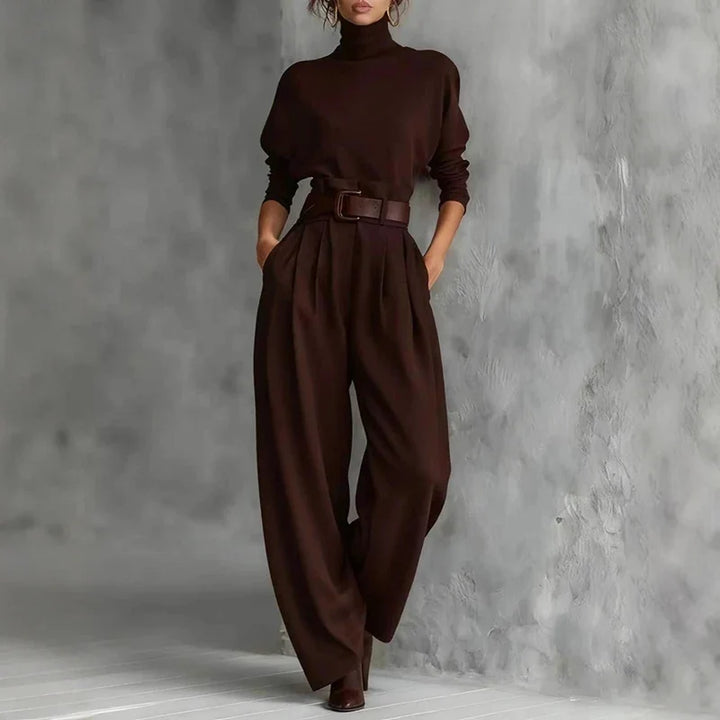 Elena Elegant Turtleneck Pant Set