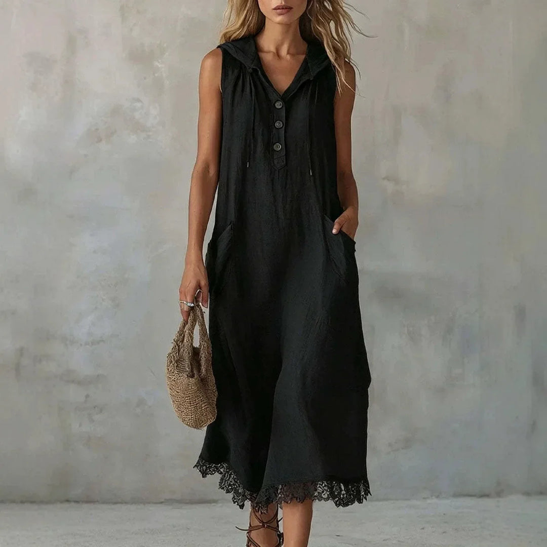 Madeline V Neck Hooded Midi Dress
