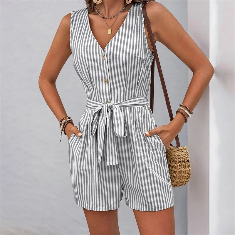 Saskia Striped Tie Waist Romper