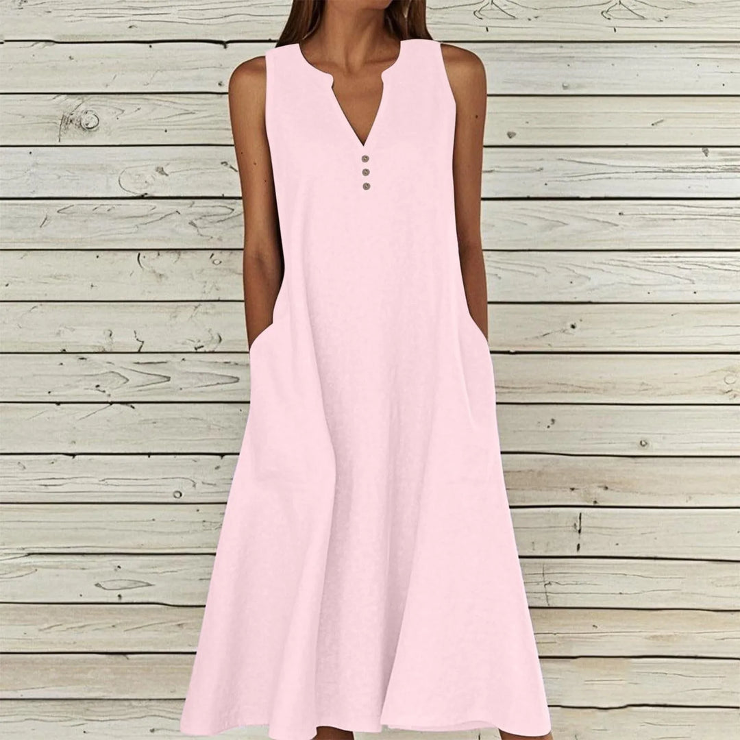 Violet Effortless V Neck Midi Dress